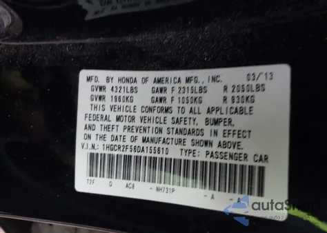 2013 Honda Accord z USA, uszkodzony, nr VIN 1HGCR2F560A155610